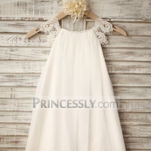 NWOT Lace Boho Chiffon Flower Girl Dress